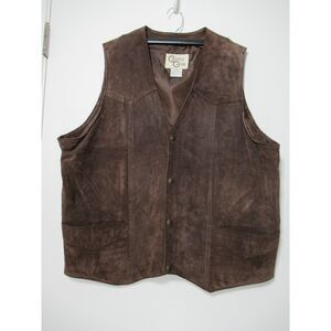 Cripple Creek Men’s Brown Leather Snap Front Vest 2 XL